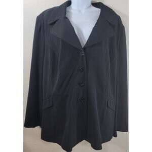 Lane Bryant Black Notched Collar 4 Button Blazer 26 Plus Long Sleeves Pockets